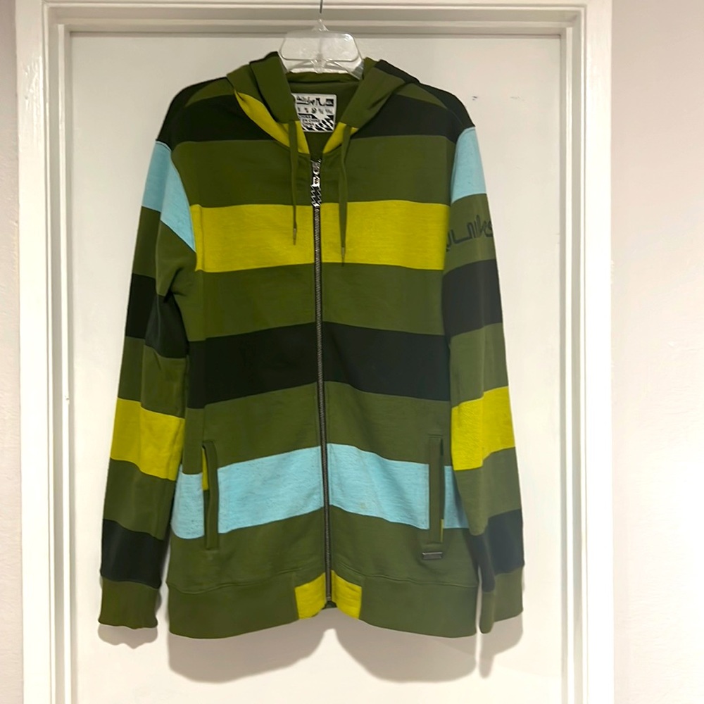 Quicksilver Hooded Stripped Zipper Sweatshirt